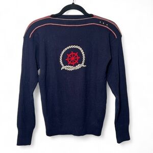 SeVReS Women 46 / 10 / L  Wool Blend Nautical Coastal Sailor Pullover Sweater‎